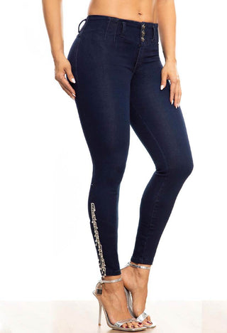 JEGGINS TOBILLERO PINZAS 3 BOTONES CON RUEDO