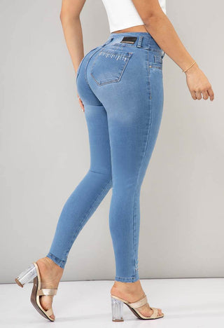 Skinny Tiro Medio Bota Decorada 95273