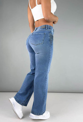 Jeans Straight Tiro Alto 21157