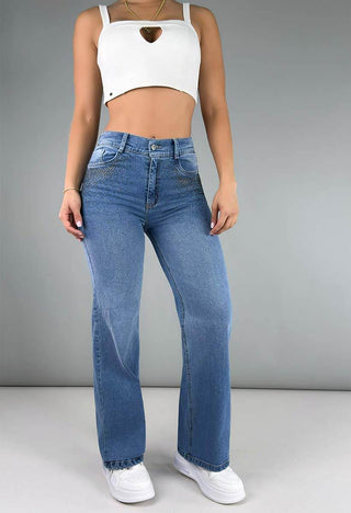 Jeans Straight Tiro Alto 21157