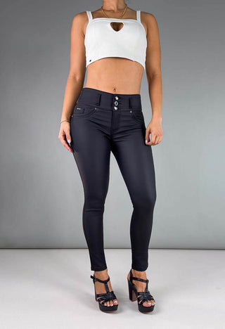 Jeans Skinny Efecto Cuero Tiro Medio 95362