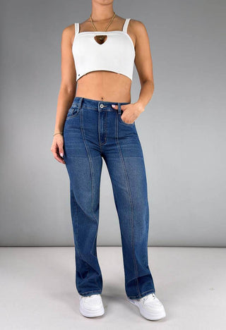 Jeans Straight Tiro Alto 76143