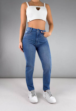 Jeans Mom Fit Tiro Alto 76268
