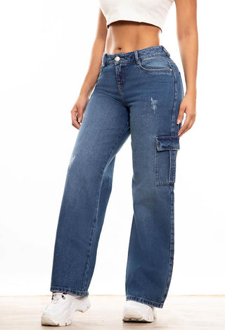 PANTALON BOTA RECTA BOLSILLO PRETINA DELGADA CON RUEDO