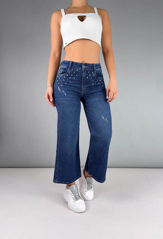 Jeans Culotte Tiro Alto 21113