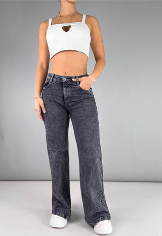 Jeans Wide Leg Tiro Alto 21156