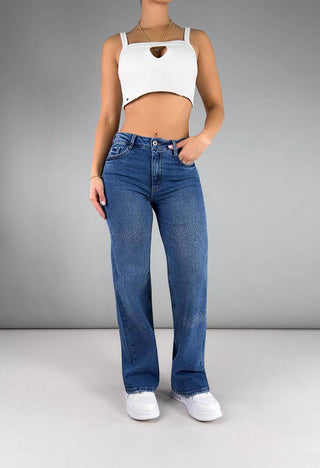 Jeans Wide Leg Tiro Alto 76299