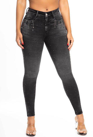 Pantalon Skinny Pretina Delgada Un Botón