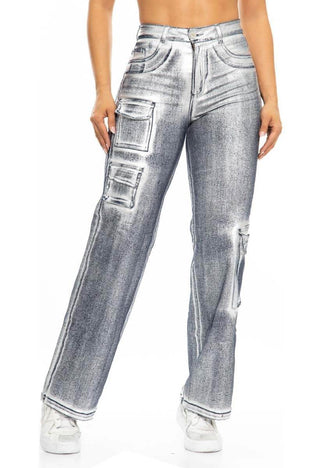 PANTALON BOTA CAMPANA BOLSILLO PRETINA DELGADA CON RUEDO