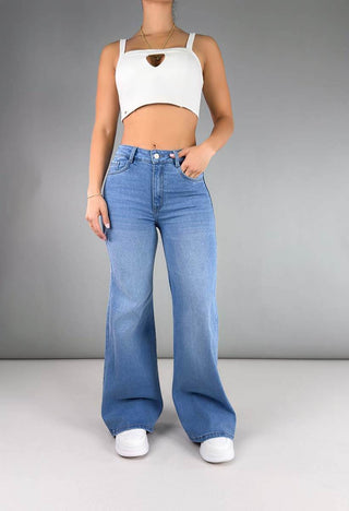Jeans Wide Leg Tiro Alto 76301