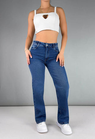 Jeans Bota Recta Tiro Alto 20975