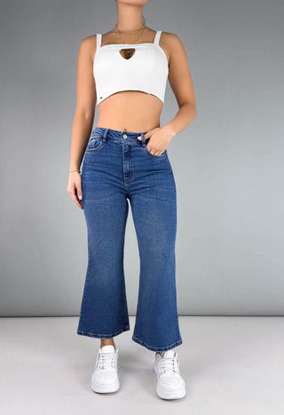 Jeans Culotte Tiro Alto 76214
