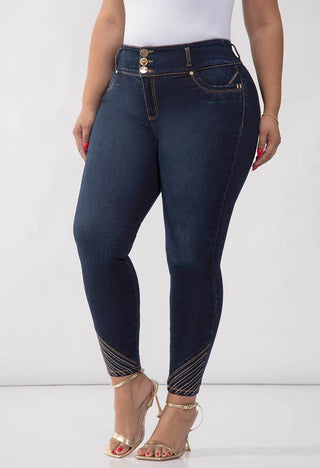 Jeans Skinny Curvy Tiro Medio Levanta Cola 76051
