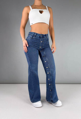 Jeans Wide Leg Tiro Alto 76296