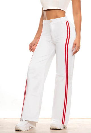 PANTALON BOTA RECTA BOLSILLO PRETINA DELGADA SESGO LATERALES